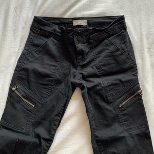 Black Skinny Jeans - US 3 - 26'' - Low Waisted - Cargo/biker style with zippers
